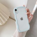 QLTYPRI Compatible with iPhone XR Case,Cute Curly Wave Frame Clear Case for Girls Women,Transparent Soft Silicone TPU Bumper Shockproof Protective Phone Cover for iPhone XR- Light Blue