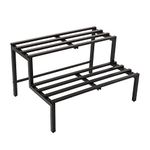 DECOWORLD || Metal Planter Stand || 2 Tier Plant Stand for Pots|| Outdoor Plant Stand || Black