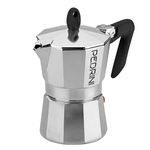 PEDRINI-Italy Aluminium Moka Pot 3 Cup Coffee Maker/Mocha Pot/Stovetop Coffee Maker ; Product from Italy, Since 1941. (Black, 3 cup)