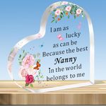 JMIMO Nanny Gifts Nanny Birthday Gifts Christmas Mothers Day Presents for Nanny Acrylic Plaque Present - I Am As Lucky As Can Be Because The Best Nanny in The World Belongs to Me