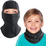 DAFIFO Kids Balaclava Ski Mask, Winter Full Face Balaclava Windproof Neck Warmer for Boys Girls School Riding Sports (Gray)
