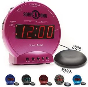 Sonic Bomb Vibrating Alarm Clock - Extra Loud (Pink)