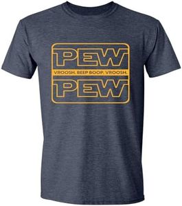 Pew Pew Wars T-Shirt | Sarcastic Space-Themed Tee for Geeks | Unisex Funny Sci-Fi Movie Meme Shirt for Men & Women, Heather Navy, XX-Large