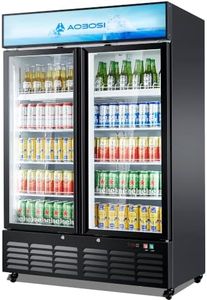 AAOBOSI Commercial Beverage Refrigerator, 36.8 Cu.Ft Double Glass Door Beverage Fridge, Upright Display Refrigerator with Soft LED Light,Adjustable Shelves, Perfect for Home Bar, Patio, Garage, Black