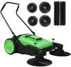KARHDIR 41" Walk-Behind Floor Sweeper, 15 Gal Large Capacity Industrial Push Sweeper, Folding Handle for Roads, Parking Lots, Shop, 46000 SqFt/Hour Indoor & Outdoor Use Green