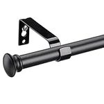 Black Curtain Rods, Small Curtain Rods for Windows 48 to 84 Inch, 5/8 Heavy Duty Matte Black Curtain Rod Set with Brackets, Adjustable Splicing Drapery Rod