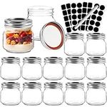 8 oz Glass Mason Jars, 12 Pack 240ml Canning Jars with Regular Mouth Lids, Glass Jars Storage Containers for Overnight Oats, Jam, Jelly, Honey, Beans, Spice, Wedding Party Favor, Shower Favors