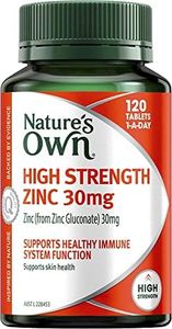 Nature's Own High Strength Zinc 30mg Tablets 120 - Supports Healthy Immune System Function - Maintains Healthy Skin