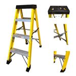 4 Tread Fibreglass Step Ladder 30000v - Electricians Heavy Duty Tread EN131 GRP Step Ladder