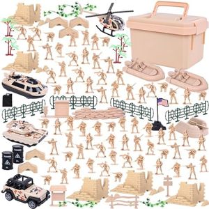 3 otters 115PCS Army Men Playset, Military Soldier Set Army Action Figures Battle Group with Box Jeep Helicopter for Gifts
