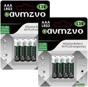 avmzvo Lot de 8 Piles alcalines AAA, LR03, 1,5 V, Longue durée, puissantes, Peuvent être utilisées pour Les Jouets, Les réveils et Autres appareils électroniques