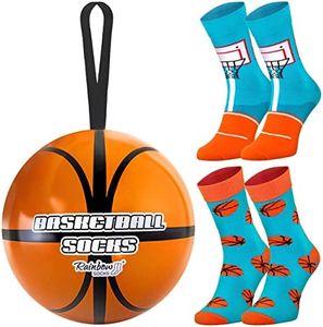 Rainbow Socks - Basketball Socks Ball - Basketball Gadget For A Player, Basketball Fan, Sports Coach – 2 Pairs - Size AUS 12-14 UK 12-14 EU 47-50