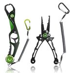 Calamus Fishing Pliers with Fish Lip Gripper, Lightweight Aluminum Fishing Tools, Line Cutter Hook Remover Split Ring Pliers, Fly Fishing kit, Ice Fishing Gear, Fishing Gifts for Men, Green