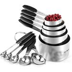 U-Taste 18/8 Stainless Steel Measuring Cups and Spoons Set of 10, Upgraded Thickness Handle (Black)