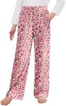 Arshiner Pajama Pants for Girls Long Sleep Plaid Pants Soft Lounge Pj Bottoms with Pockets Pink Heart Leopard 10-11 Years