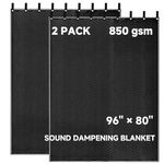 2 Packs Large Sound Deadening Blankets - 96" x 80" 850GSM Heavy Duty Acoustic Blankets for Studio Soundproofing, Noise Reduction in Rooms, Home Theaters | Grommets