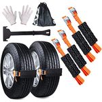 Anti-Skid Tire Chain Emergency Anti-Skid Tire Blocks High Strength Snow Chains Mud Sand Tire Traction Device Winter Driving Security Chains with Carry Bag (4pcs)