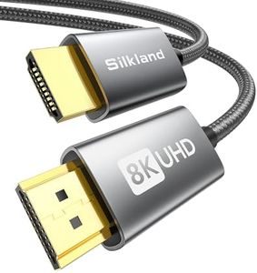 Silkland 8K HDMI 2.1 Cable 5M, High Speed HDMI Cables 48Gbps for Monitor, 8K@60Hz, 4K@120Hz High Speed HDMI Cord for Gaming, ARC/eARC, HDR10, HDCP 2.2&2.3 for Roku TV, Xbox, PS5/4, Laptop, Soundbar