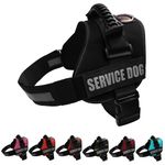 ALBCORP Reflective Service Dog Vest/Harness, Woven Polyester & Nylon, Comfy Soft Padding, Large, Black