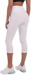 TCA Womens High Waisted 7/8 Length Capri Tight Gym Workout Fitness Running Leggings with Pocket - Cloud White, XS