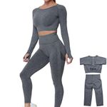 DONYKARRY 2pcs Gym Sets for Women Tracksuit Womens Butt Lift Set Outfits Workout Joggers Yoga Sportswear Leggings and Stretch Sports(2 Pcs-Grey,M)