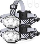 MIOISY Rechargeable Headlamp, High Lumen 5 LED Head Lamp with Red White Light,IPX4 Waterproof Headlight,8 Mode Head Flashlight for Outdoor Running Hunting Fishing Hiking Camping Gear-2Pack