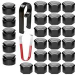 Gebildet 24pcs Wheel Nut Cap 17mm(5pcs Anti-Theft Bolt Cap+19pcs Normal Bolt Cap) Hexagonal Tire Nut Covers with Removal Tool Set for Cars(Black)