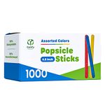 Comfy Package [1000 Count] 4.5 Inch Colored Popsicle Sticks for Crafts - Multi-Purpose Wooden Sticks for ICES, Ice Cream, and More