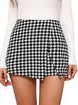 Milumia Women's Asymmetrical Wrap Skirts High Waisted Slit Hem Skort Shorts Black and White