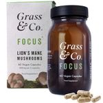 Grass & Co. Focus - Organic Lion's Mane Mushroom Extract with Ginseng & Omega-3 | Memory & Focus Supplement | Non-GMO, Gluten-Free, Cruelty-Free & Additive Free | 60 Vegan Capsules | 30 Day Supply