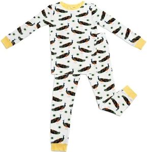 Zip N' Bear Pretty In Peacock Pajamas For Baby Girls - Soft Buttery Bamboo Viscose PJs – Trendy Kardashian-Style Sleepwear – Cozy Bedtime Wear for Toddlers & Kids - 4 Years Multicolor