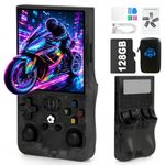 Rhesusco R36MAX Retro Video Game Console - Portable Console with 4.0-Inch HD Screen,128G TF Card,Support 22000+Classic Games,Open Source System,4000mAh Battery,Birthday Gift for Adults - Black