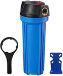 Geekpure 10-Inch Whole House Slim Water Filter Housing for 2.5" x 10" Filter - 3/4"NPT Brass Port - with Air Relief Valve-Blue (1)