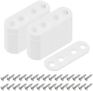 uxcell 10Pcs Flat Straight Brackets, 55x5mm Iron Brace Plate for Wood Furniture Mending Repairing, White