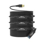 100FT USB 3.0 Active Extension Cable, USB 3.0 Extension Cord A-Male to A-Female, With High-Speed Data Signal Amplifier, Compatible With Quest 3,VR,Rift,360 Kinect,Xbox,Webcam,PS4, HDCamera or More