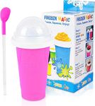 AUTOYSUR Slushy Cup Slushie Cup Maker, Double Layers Slushie Cup, DIY Homemade Squeeze Icy Cup, Fasting Cooling Make And Serve Slushy Cup For Milk Shake, Smoothies, Slushies (Pink-400ml)