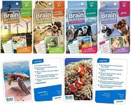 Brain Busters Card Game for Kids, Family Trivia Game Bundle with 120 Flash Cards - Learn and Play with Multiple Choice Trivia Cards About Environment, Insects, Geography and Pets (Ages 6+)