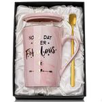 Funny Birthday Gifts for Women, Birthday Gifts for Her, Not A Day Over Fabulous -14oz Pink Marble Coffee Cup with Golden Pattern, Unique Christmas Persents for Mum, Sister, Friends, Wife, Gift Boxed