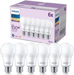 Philips LED Frosted A67 Light Bulb 6 Pack [Warm White 2700K - E27 Edison Screw] 100W, Non Dimmable. for Home Indoor Lighting