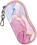 Fintie Glasses Case with Carabiner, Ultra Light Portable Neoprene Zipper Sunglasses Soft Case, Z-glittering Marble, Small