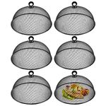 6 Pcs Metal Mesh Food Cover 11 Inch Mesh Food Tents Fly Fruit Screen Food Net Dome Screen Plate Covers for Dinner Plates Reusable Picnic Food Umbrella for Table, BBQ, Camping, Outside Parties