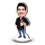 Foto Factory Gifts® Personalized Caricature Cutout Man with Coffee Birthday Gift (Wooden_8 inch x 5 inch_Multicolour) CA0023