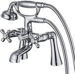 Deck Mount Clawfoot Tub Faucet Kit, 2 Hole High Flow Deck Mount Tub Faucet with Sprayer, 6.85" Center, Chrome Vintage Bathtub Faucets for Clawfoot Tub, with Valve and Diverter, with Handheld Shower