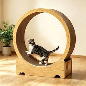 COZIWOW Cat Wheel for Indoor Cats, Cat Treadmill with Built-in Scratching Pad and Locking Mechanism, 34" Cat Exercise Running Wheel for Most Cats Running/Walking/Training