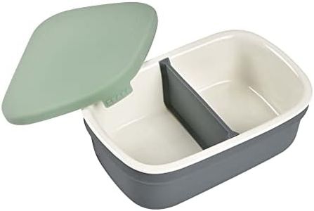 BÉABA, Lunchox, Boite à Lunch, Bentos, Repas Bebe, Boite à Goûter/Repas en Céramique, Housse en Silicone, Matériaux Sain, Compatible Four, Micro-onde, 540ml, Mineral/Vert sauge