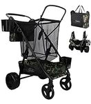 Strolee Large Wheeled Collapsible Beach Cart for Soft Sand, Fishing, Camping & Garden- Lightweight Rust-Free Aluminum Frame- Removable Personal Item Storage, X-L Capacity & Cooler Rack Camo
