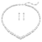 Swarovski Mesmera Necklace and Earring Set, White Crystals in a Rhodium Plated Setting, from the Mesmera Collection