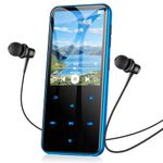AGPTEK 64GB MP3 Player with Bluetooth, M3 2.4 inch Music Player with Speaker and FM Radio, Touch Buttons, Supports Up to 128GB, Blue