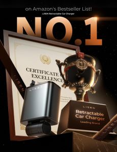 LISEN Retractable Car Charger 69W – Fast USB Car Adapter