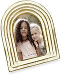 Isaac Jacobs 2x3 Vertical White with Gold Arc Resin Picture Frame with Gradient Design, Decorative Photo Frame, Tabletop & Wall Display, Hanging Display & Home Decor (2x3, White with Gold)